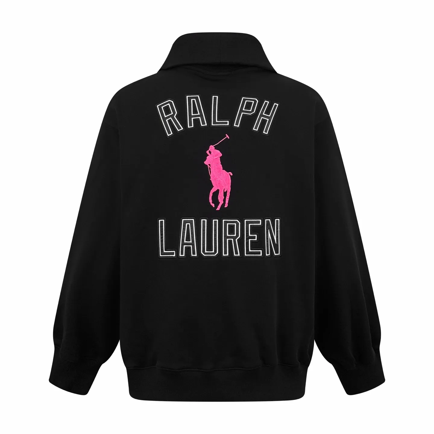 P430 Ralph Lauren pink label pony embroidered half turtleneck sweatshirt. The original product was purchased for 2,190 and developed. The fabric is made of customized luxury cotton fleece composite. It is soft and silky and comfortable to the skin. It is based on pure black tones. A touch of pink pony label embroidery is embellished on the chest. It is low-key and powerful. The back panel is embellished with the brand letters outlined in ivory white satin intarsia. The pink pony embroidery leaping in the center is the only colorful footnote in this black and white silent film. It coincides with the elegant and uninhibited brand philosophy. Its unique ribbed half-high collar design is sublimated, giving more flexibility and fashion sense to wear, showing taste in silent places. It shows elegance and style, using imported machine embroidery technology. It uses advanced computer control systems and precision mechanical parts to realize pony logo embroidery operations with high precision, smooth and delicate lines, and uses imported machine appliqué embroidery technology. Using advanced computer control systems and precision mechanical components, we can realize Ralph Lauren appliqué embroidery operations, showing an embroidery effect with both clarity and three-dimensionality. The fabrics have been carefully washed, have a better hand feel, are not easy to deform, are not easy to shrink, are not easy to fade, and maintain long-term beauty. Size:S-M-L-XL
